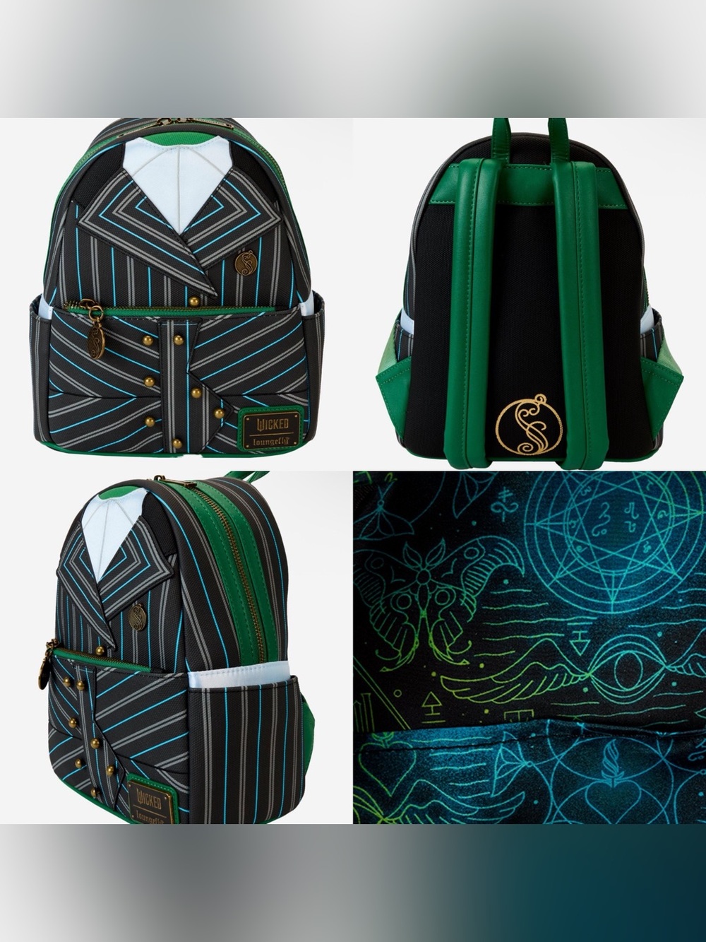 NWOT Loungefly Wicked Elphaba Shiz University Uniform Figural Mini Backpack